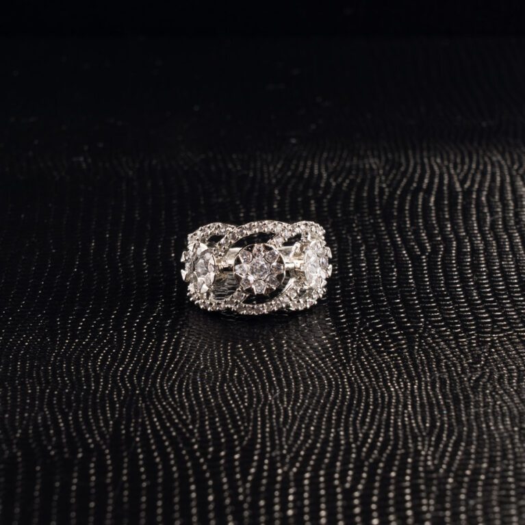 AD on White Gold Adjustable Ring