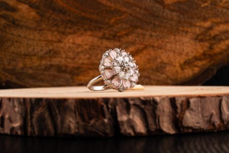 Rose Pink AD White Gold Adjustable Ring