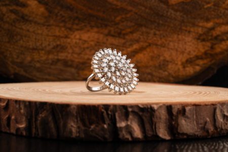 White Circular AD Adjustable Ring