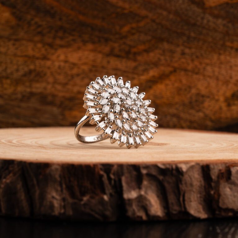 White Circular AD Adjustable Ring