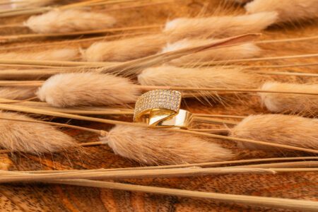 Golden AD  ring with Double design