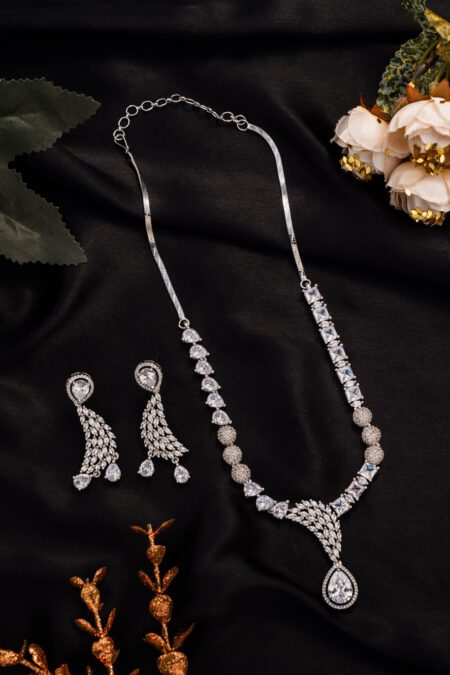 White AD set with Handcrafted Crystals that all styles on White Gold polish