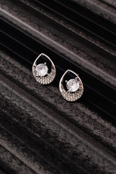 Drop Shape Earings with a Gem Sphere in the Centre