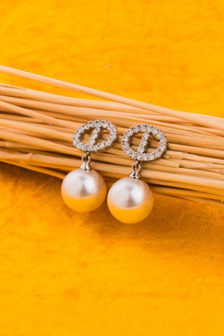 Pearl Drop Earings from the White Gold AD studded Earings