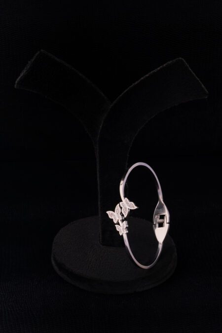 White Gold Sleek Bracelets with Butterfly