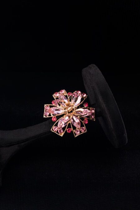 Pink Crystals on Golden Ribbon Style Clutcher