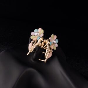 Multi Colored Pearl Flower embedded Golden Clutcher