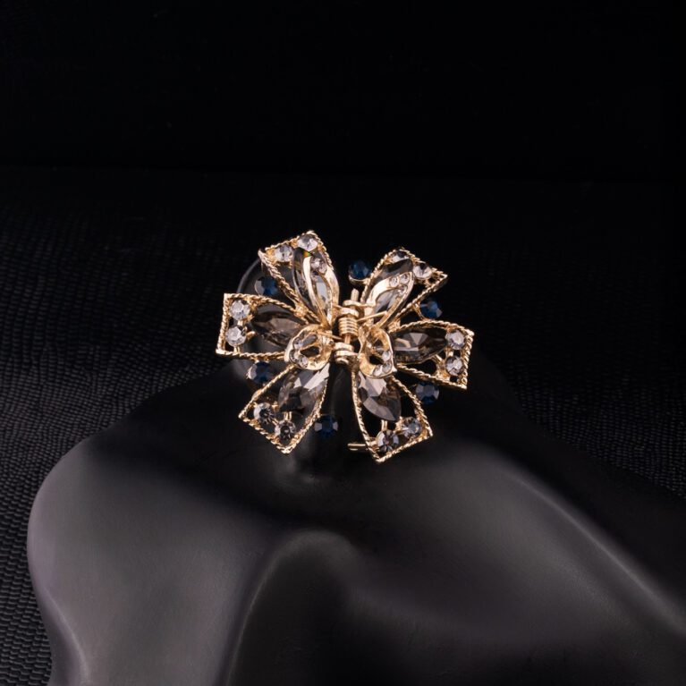 Grey Crystals on Golden Ribbon Style Clutcher