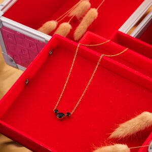 Minimal Designer Gold Necklace with Cute Black pendant