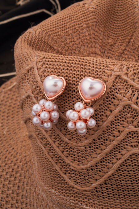 Pearl Studded Rosegold Earings with Minimal Design
